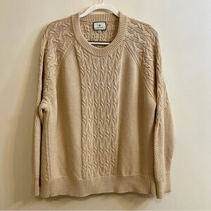 Tuckernuck Cream Galway Fisherman Sweater Cable-Knit Crewneck Sz XXL 100% Cotton